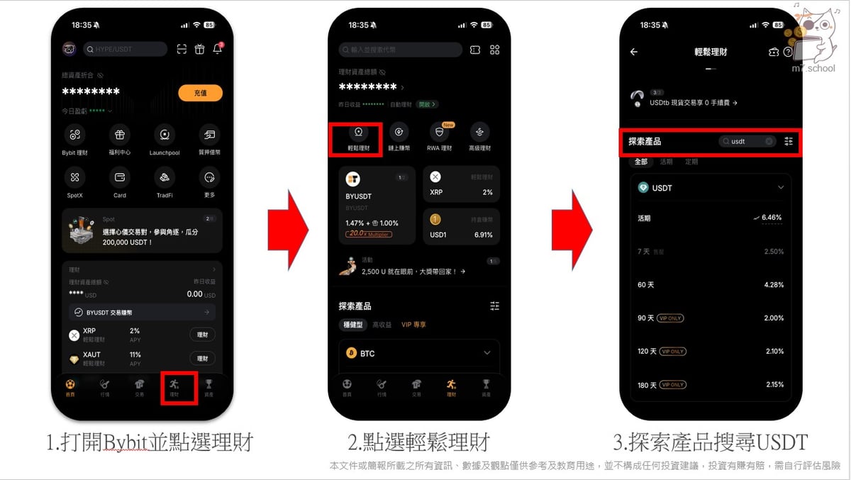 Bybit輕鬆理財申購流程三步驟