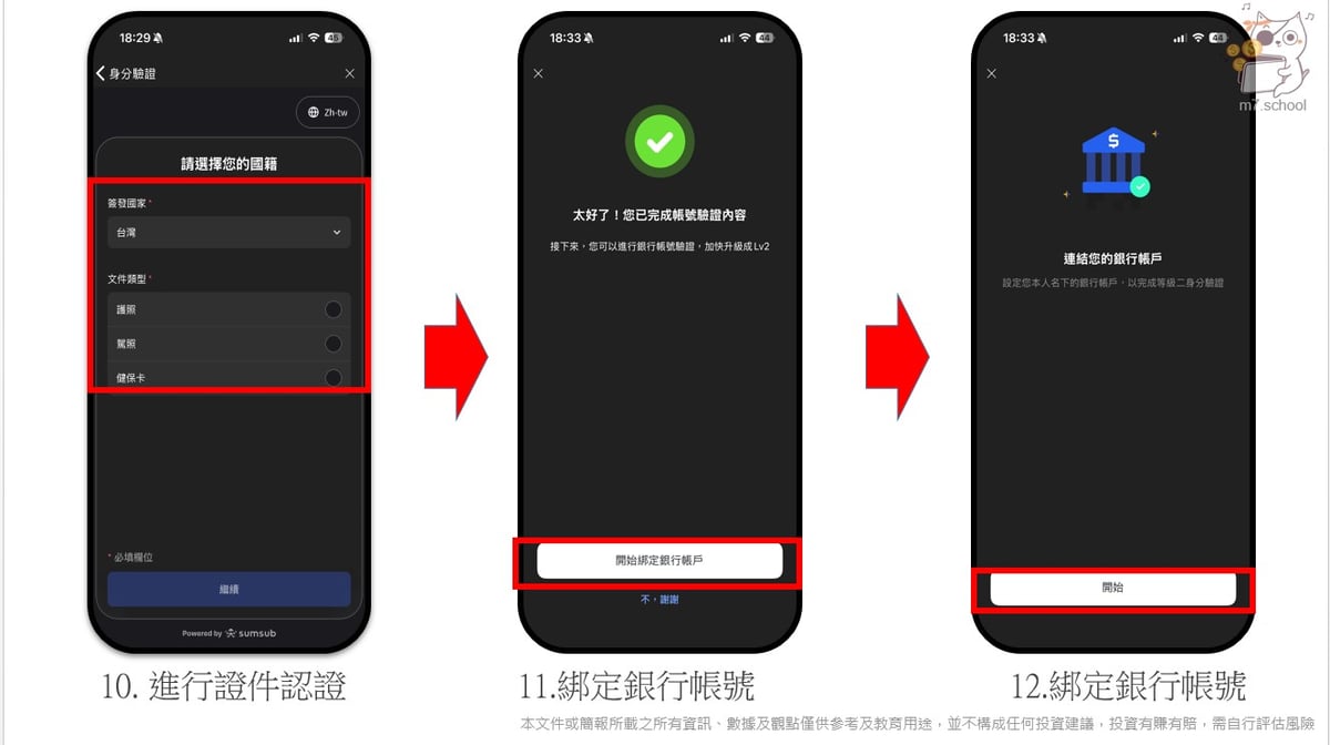 完成證件認證與銀行綁定