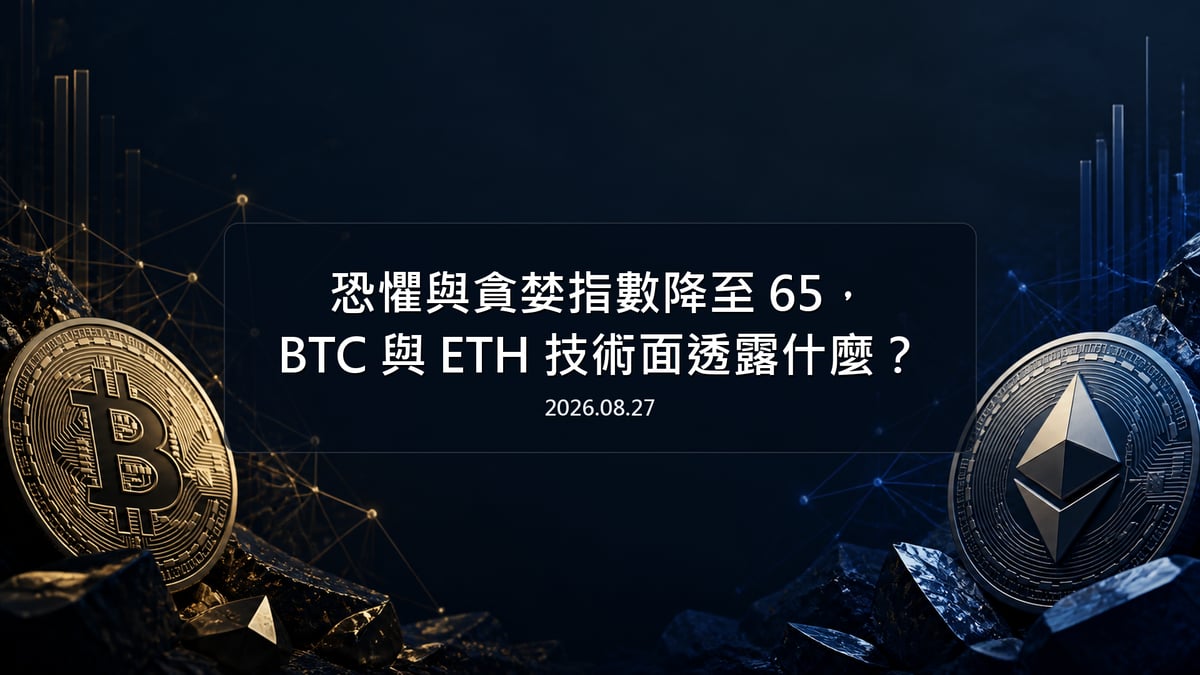 恐懼與貪婪指數降至 65，BTC 與 ETH 技術面透露什麼
