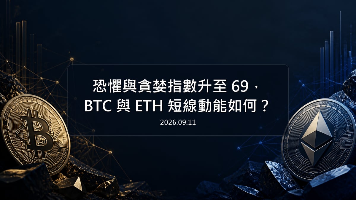 恐懼與貪婪指數升至 69，BTC 與 ETH 短線動能如何