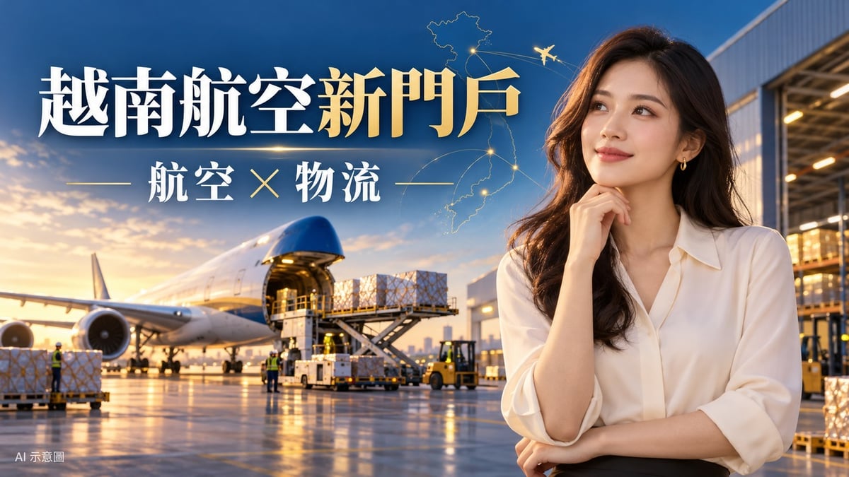 隆城機場為何值得關注？越南航空與物流發展的重要觀察點主題示意圖，含虛構成年女性編輯；非現場照片。