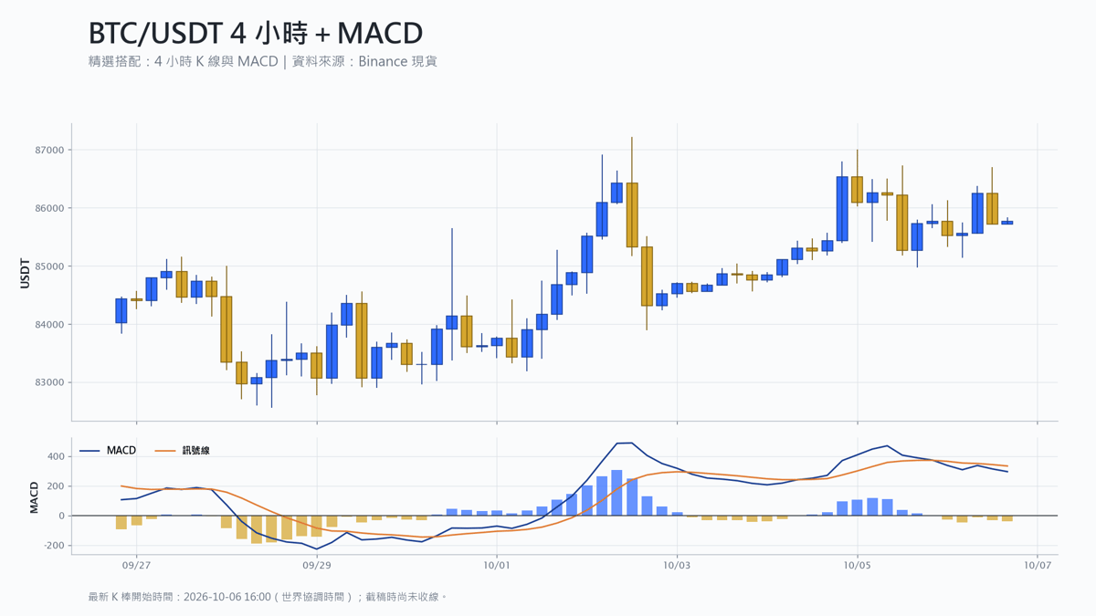 比特幣 4 小時 K 線搭配 MACD 技術分析