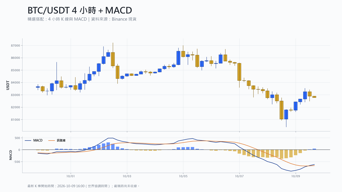 比特幣 4 小時 K 線搭配 MACD 技術分析