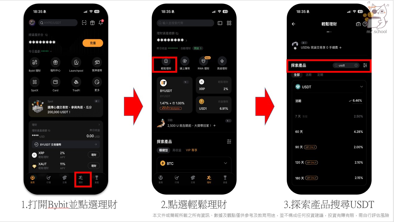 Bybit輕鬆理財申購流程三步驟