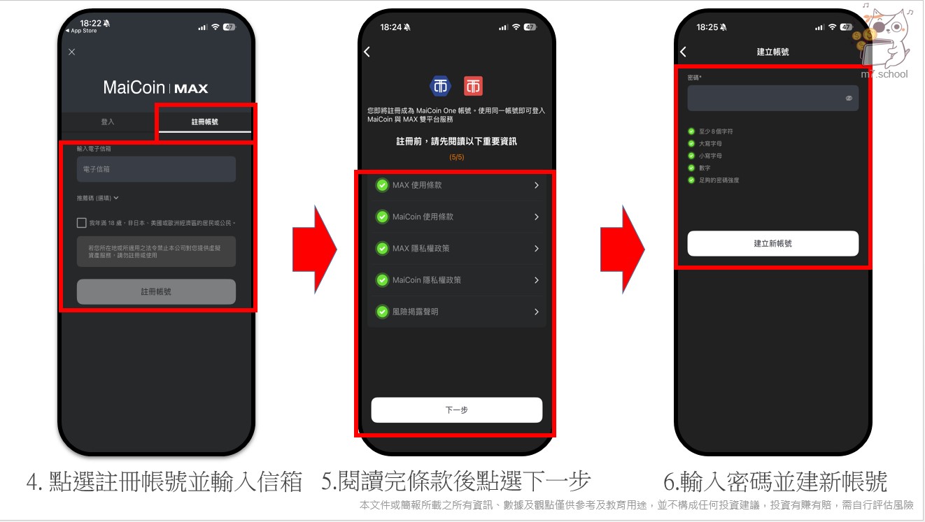 輸入信箱與建立密碼