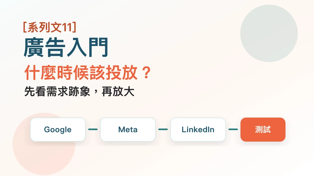 AI 產品廣告入門封面圖，強調什麼時候才該開始投放