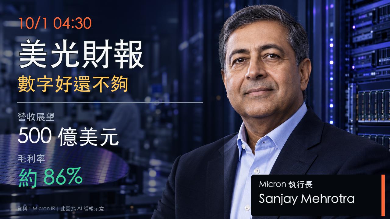 美光執行長Sanjay Mehrotra與10月1日財報關鍵數字